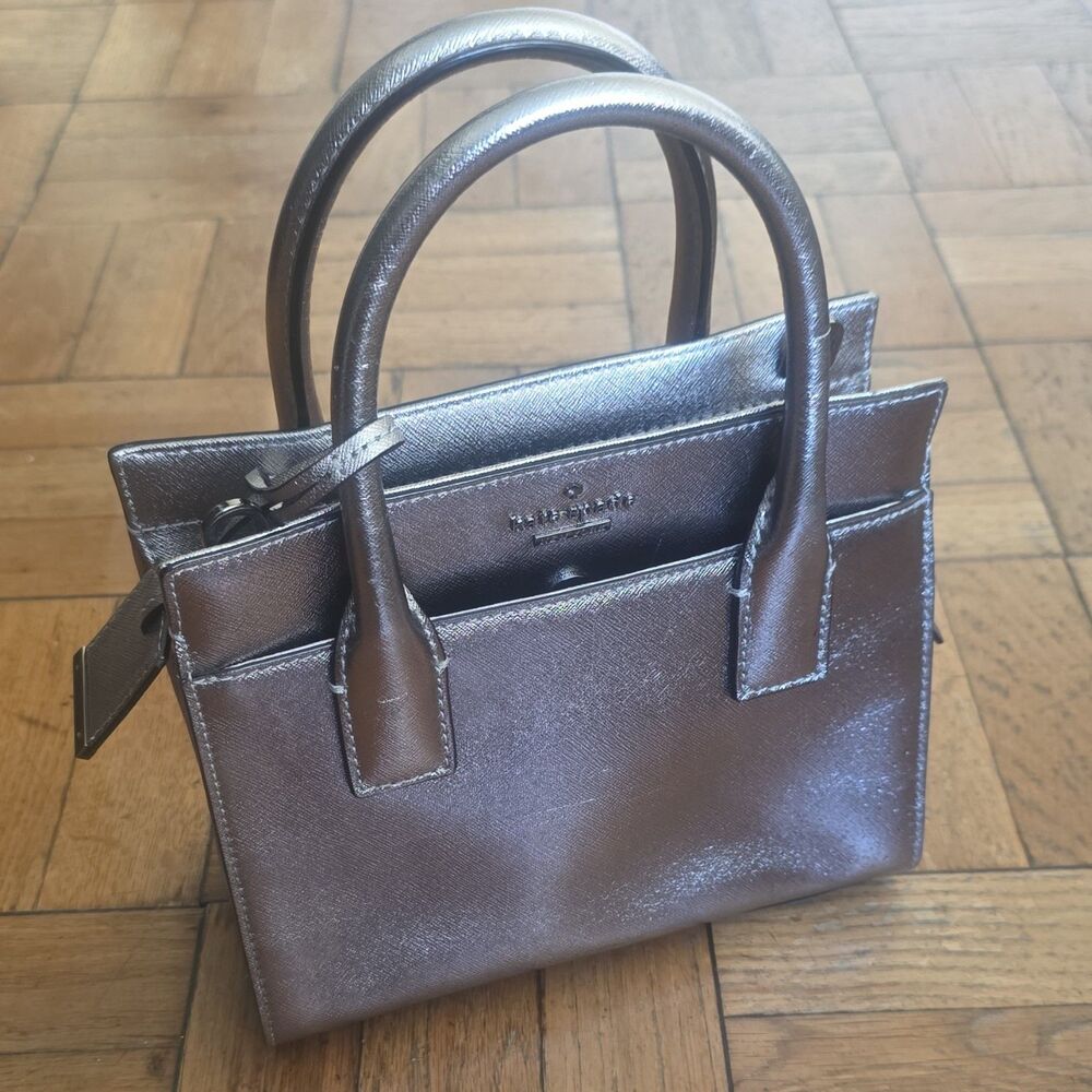 kate spade bag new york Metallic Silver Satchel Top Handle w/Detachable Strap